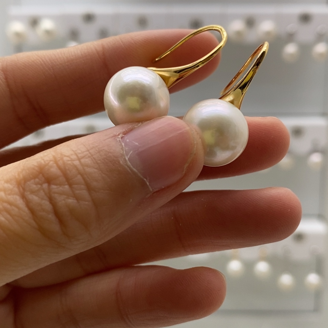 耳饰银S925镶嵌淡水珍珠