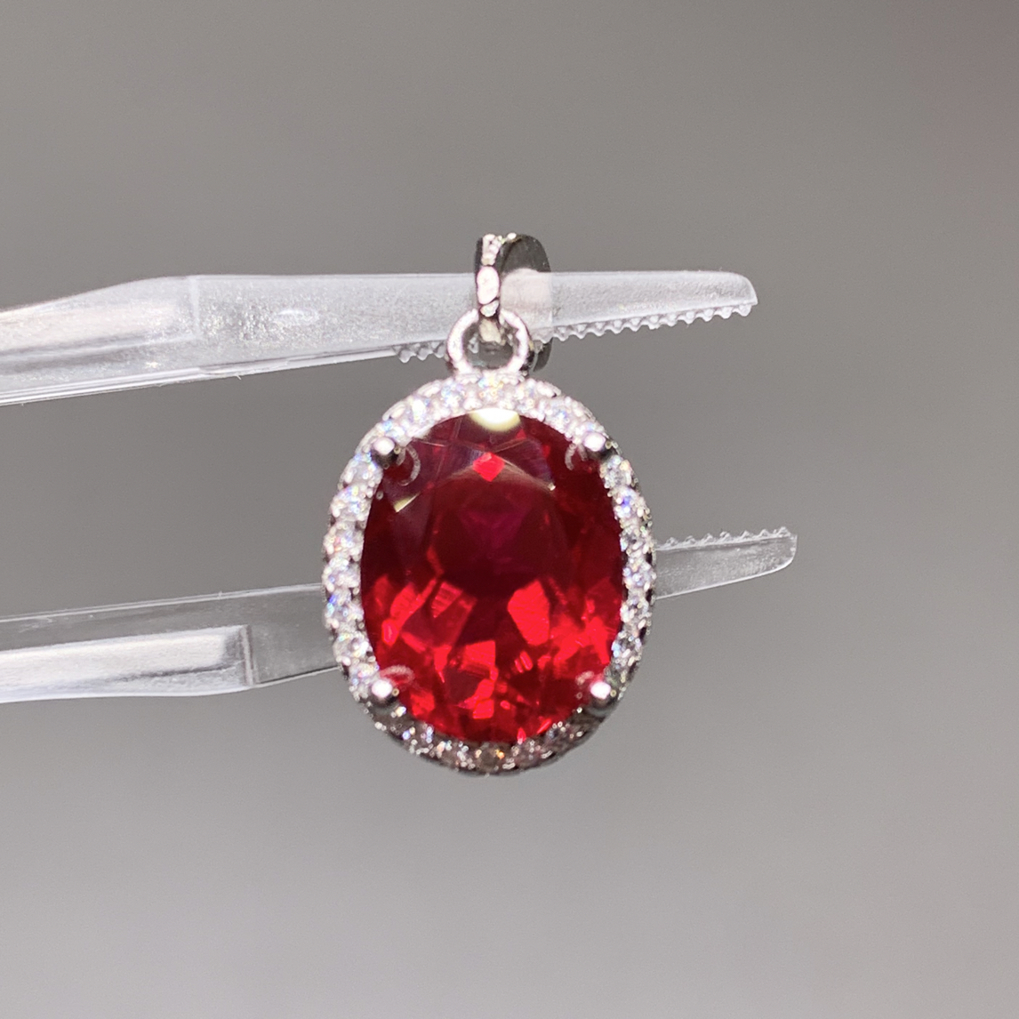 专柜正品 缅甸正鸽血红925银镀金女神款吊坠040