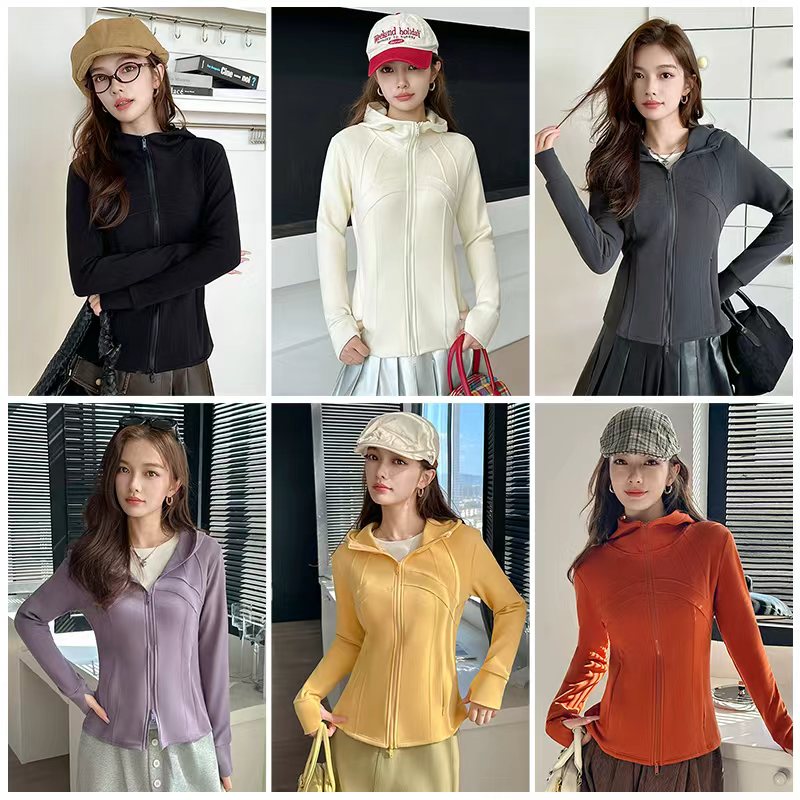 【现货现发】秋冬加厚修身显瘦时尚气质瑜伽运动防风小蛮腰连帽外套