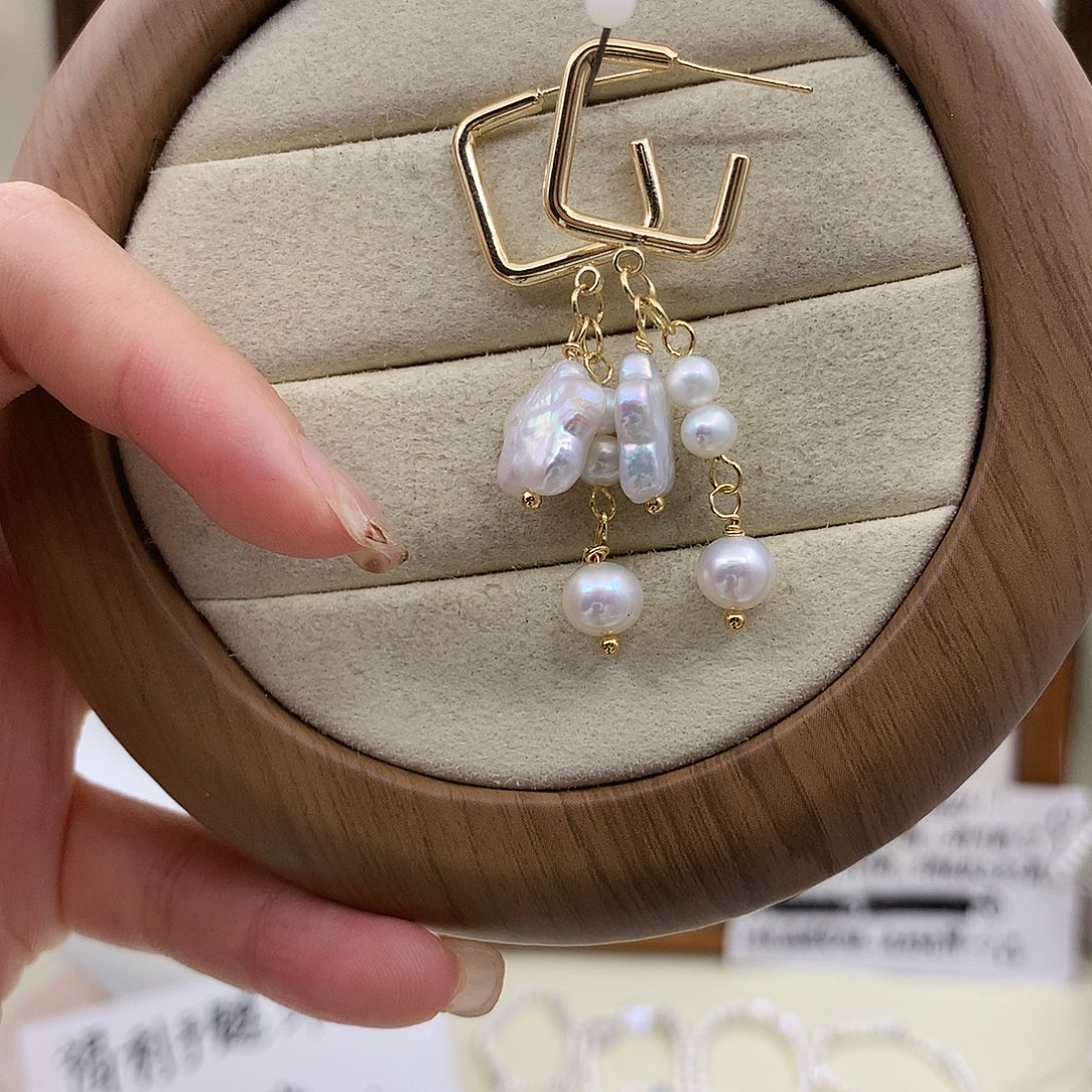 淡水珍珠耳饰银S925镶嵌