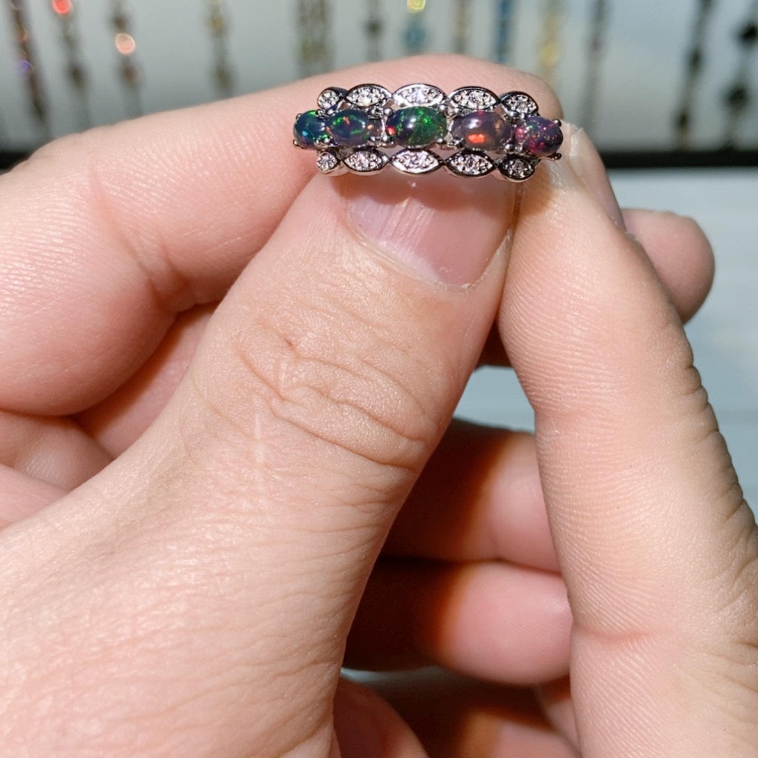 绿水晶戒指银S925镶嵌