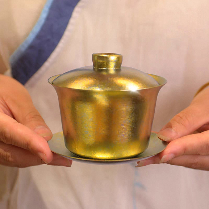 纯钛茶具茶杯双层隔热家用泡茶碗户外围炉煮喝茶主人钛茶杯