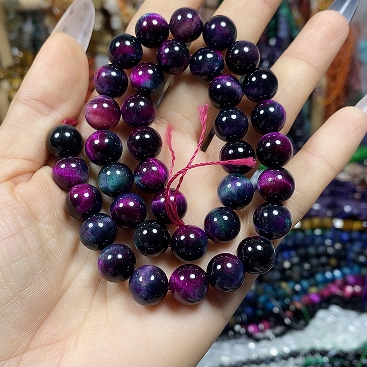 玛瑙/玉髓未镶嵌珠宝半成品A级彩虎卡10mm