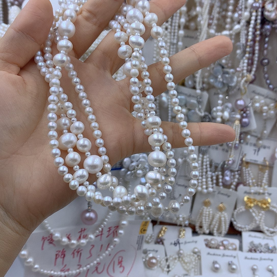 范***訸淡水珍珠项链耳饰银S925镶嵌