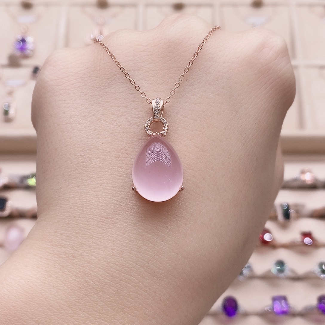 颈饰芙蓉石银S925镶嵌吊坠