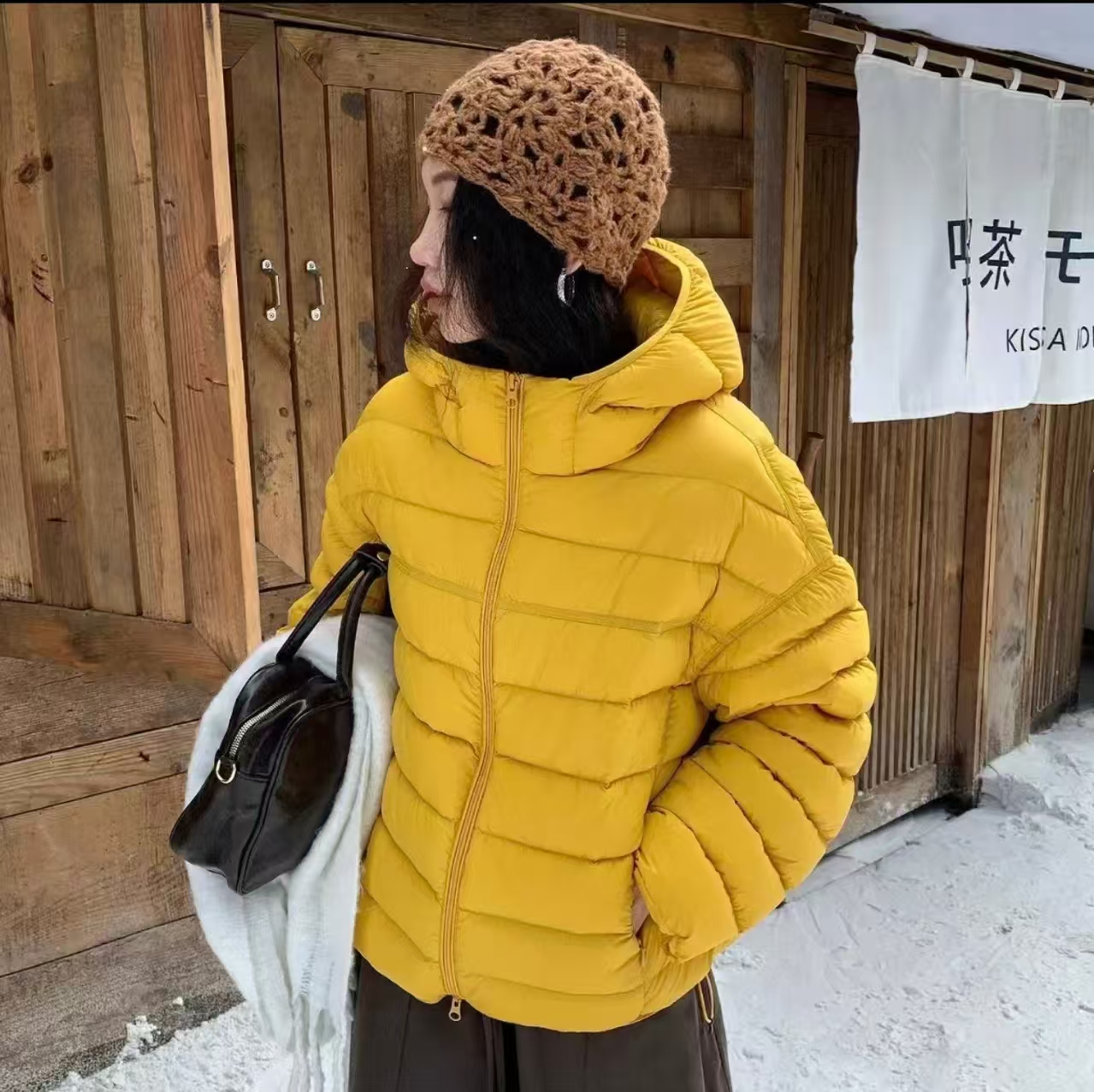 [90白鸭]2025冬季轻薄帽子棉新款连帽短排骨服羽绒服保暖短款