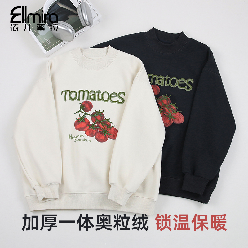 【庄宁】9675女童卫衣冬装加绒加厚圆领儿童上衣休闲套头洋气大童潮