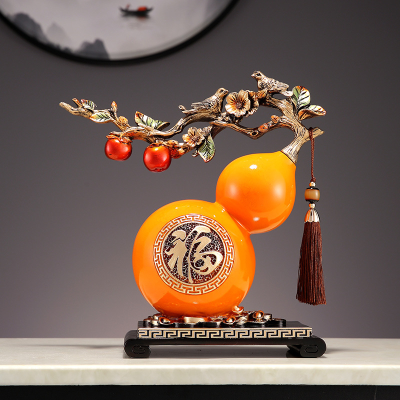 大号新中式福字葫芦摆件玄关酒柜电视柜装饰品乔迁礼物树脂工艺品