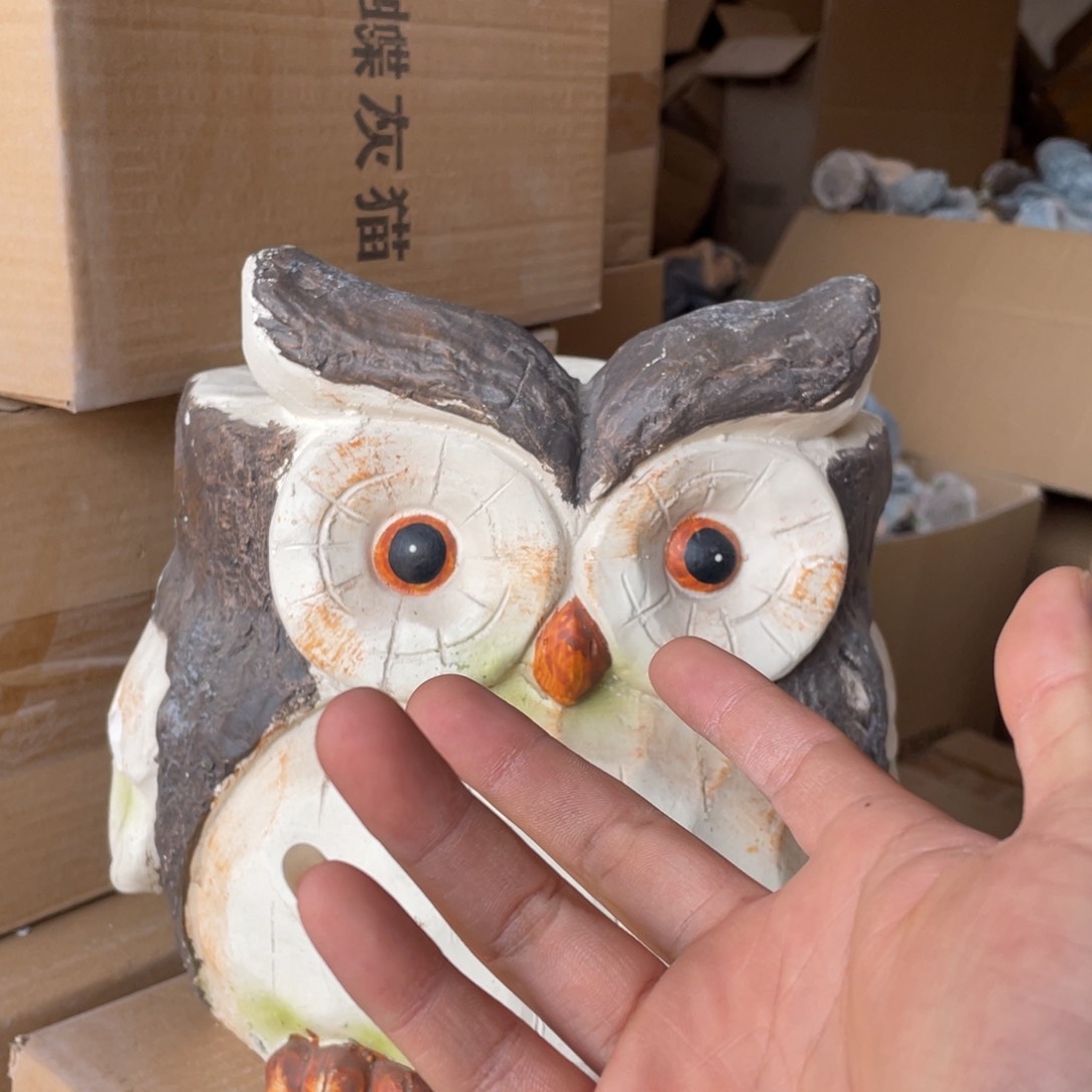 【闪购商品】氧化镁树皮猫头鹰盆