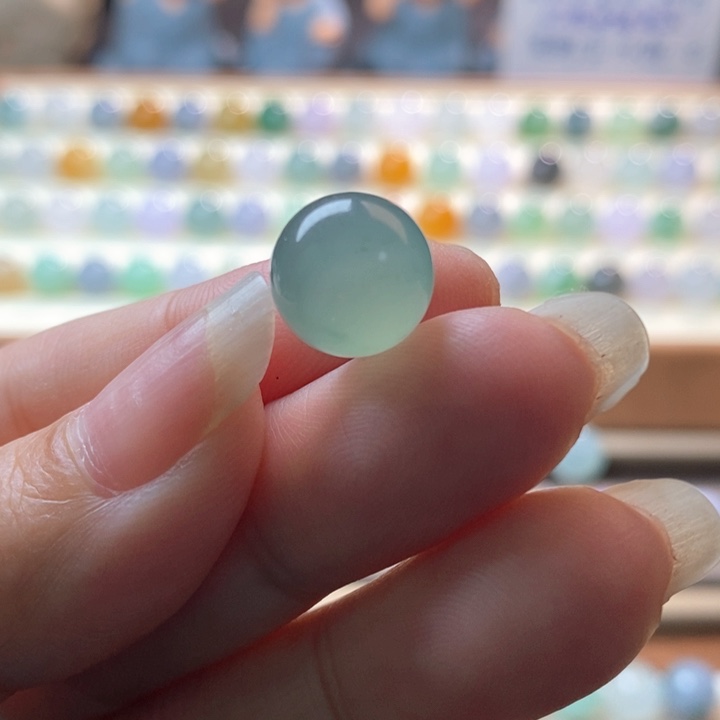 未镶嵌定制翡翠冰绿圆珠 卡11