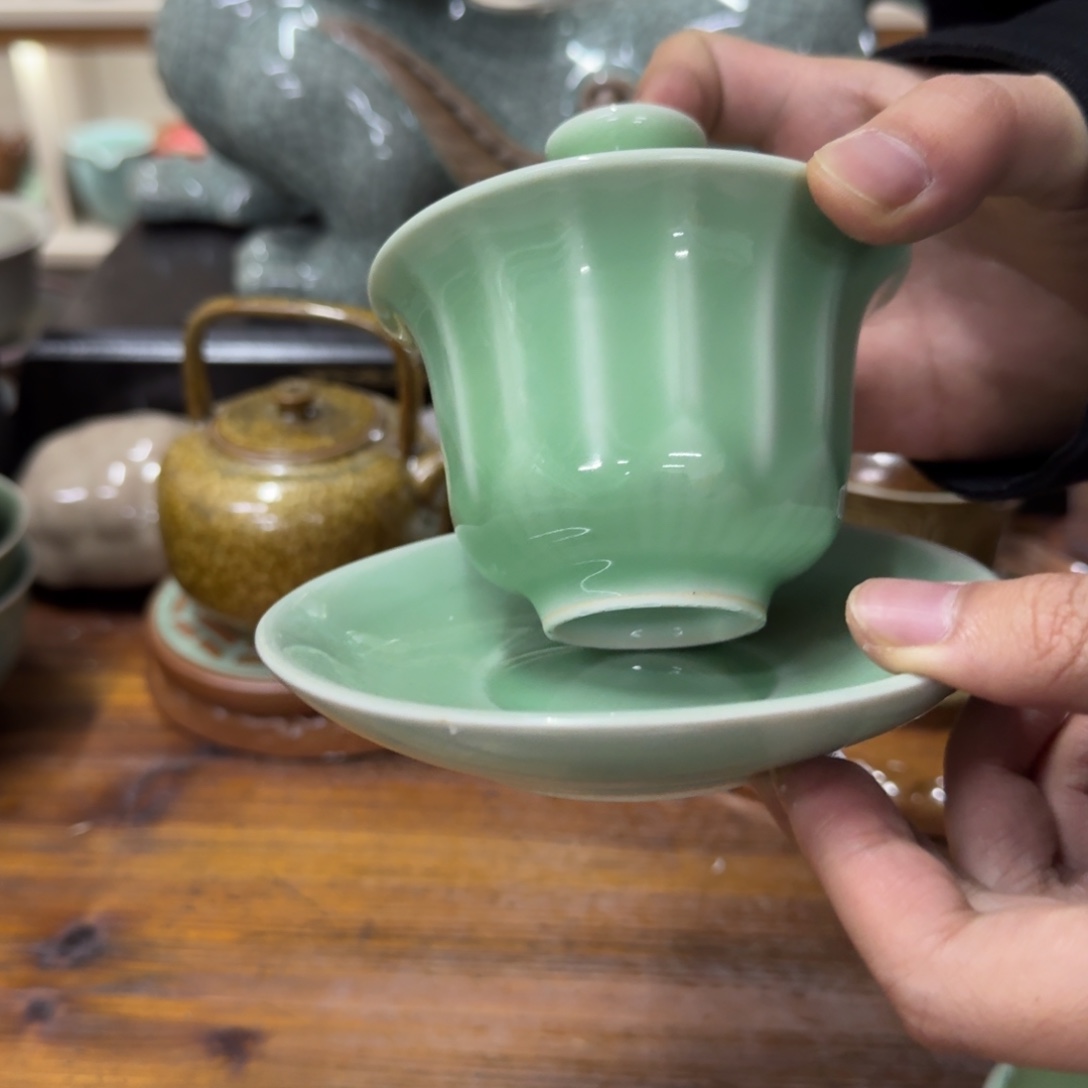 龙泉青瓷茶具微瑕6704