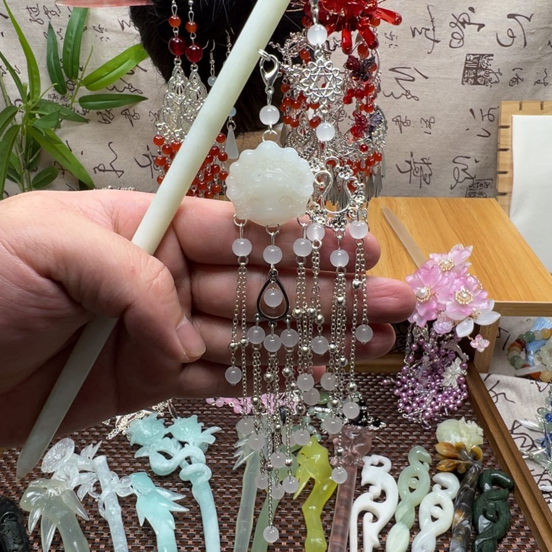 蛇纹石玉合金发饰
