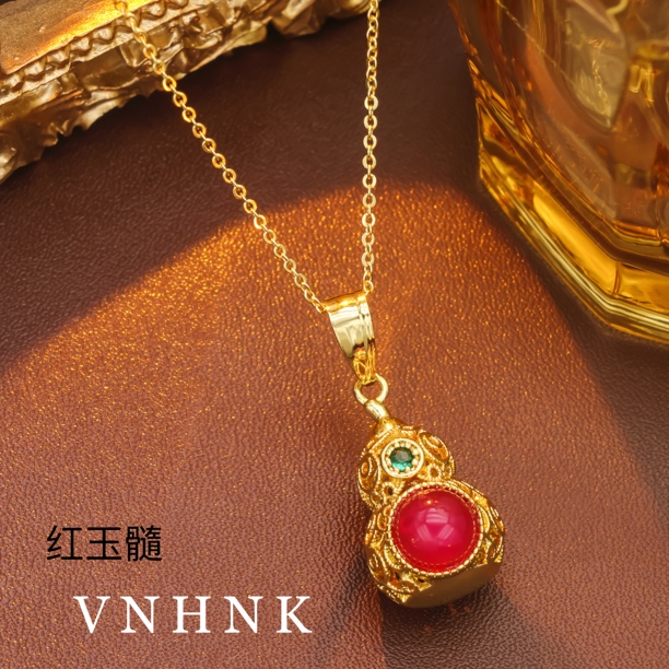 美可儿   M548  （52CM）金色时尚气质红玉髓项链预售