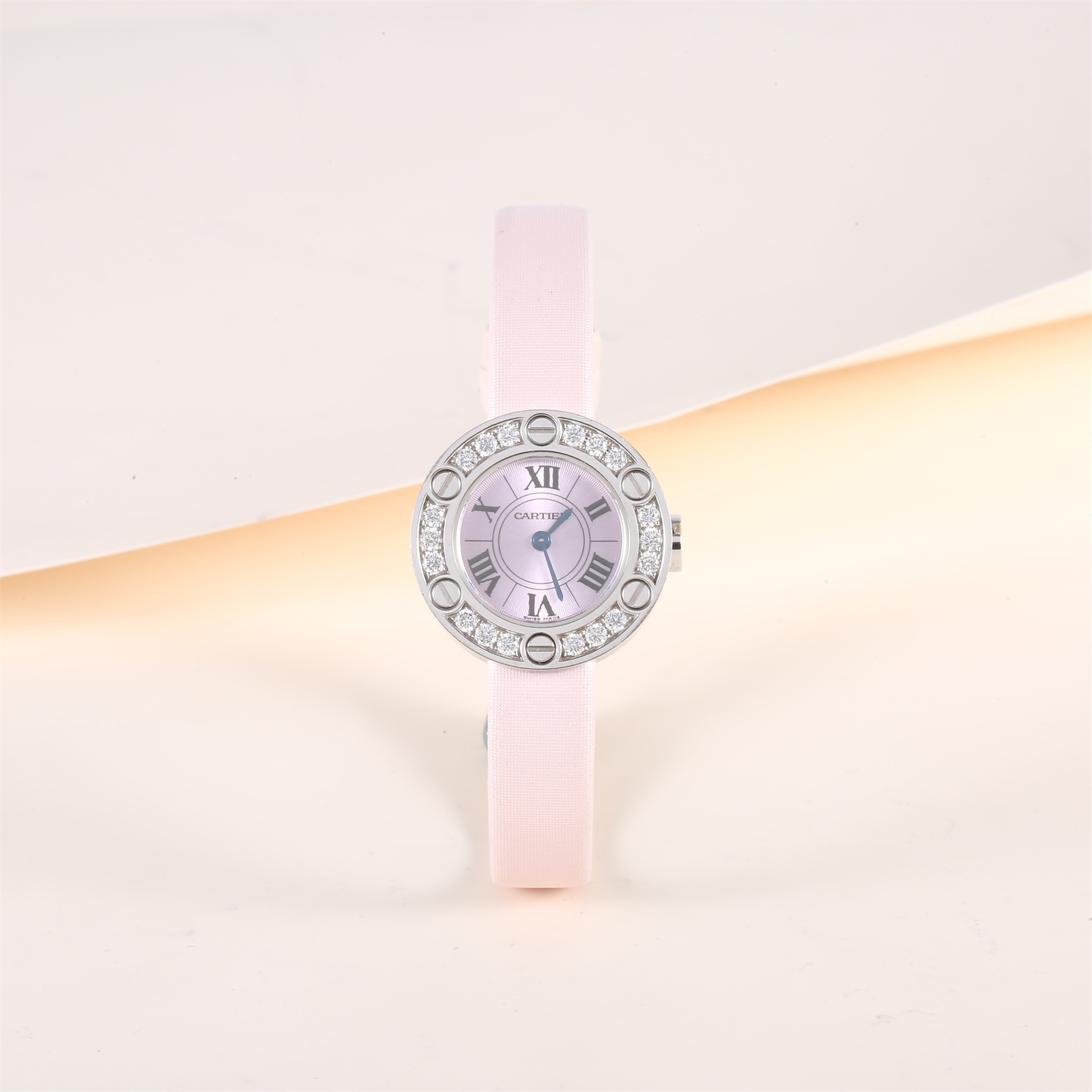 99新 Cartier/卡地亚 小花柳 卡地亚粉色表盘WE801431原钻石英表