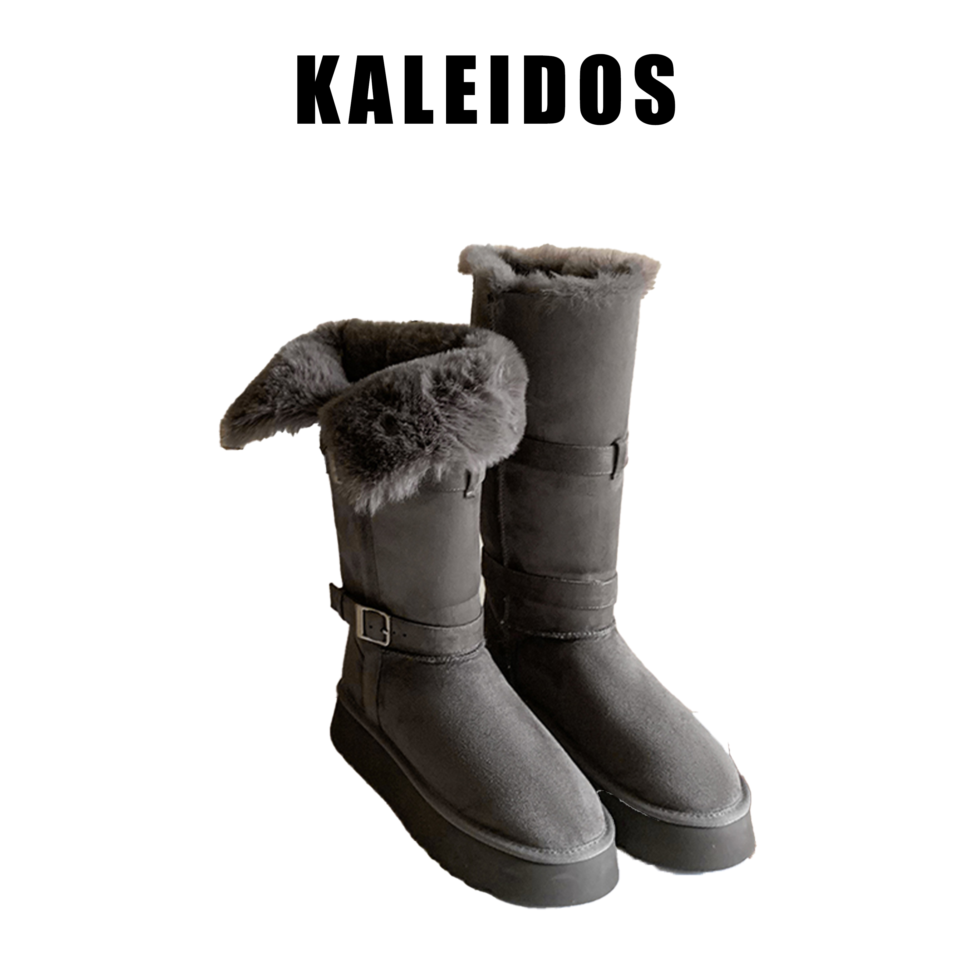 KALEIDOS高帮厚底保暖时尚百搭长毛绒舒适雪地靴4cm
