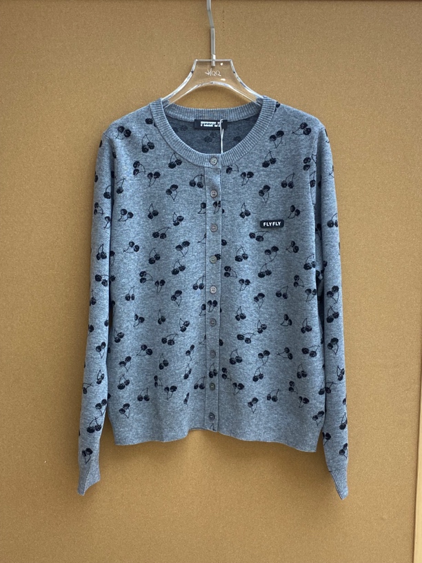 FIZZFLY上衣｜樱桃提花羊毛针织开衫0903