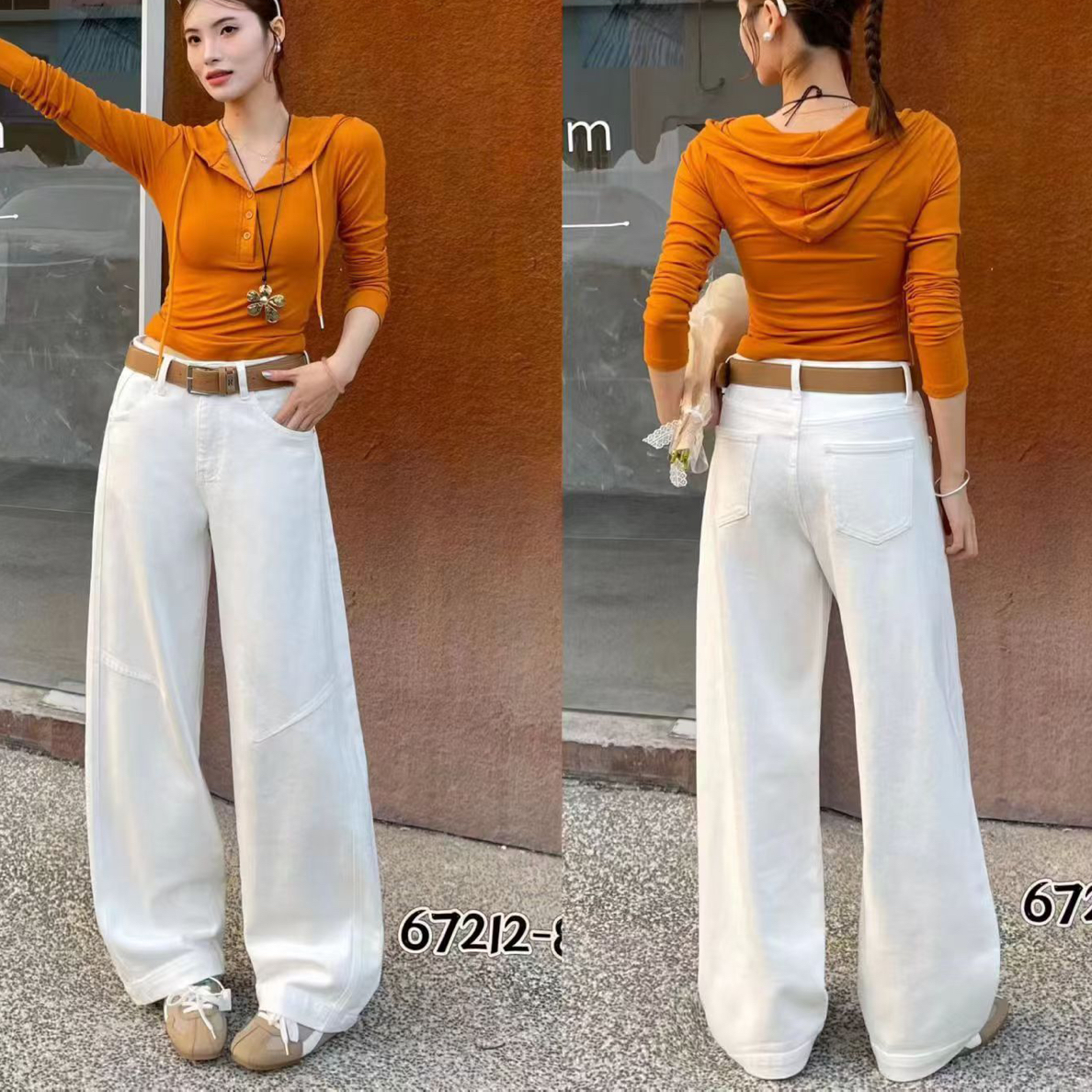 古月冬季新品67212白超弹柔软舒适加厚面料时尚百搭包容裤