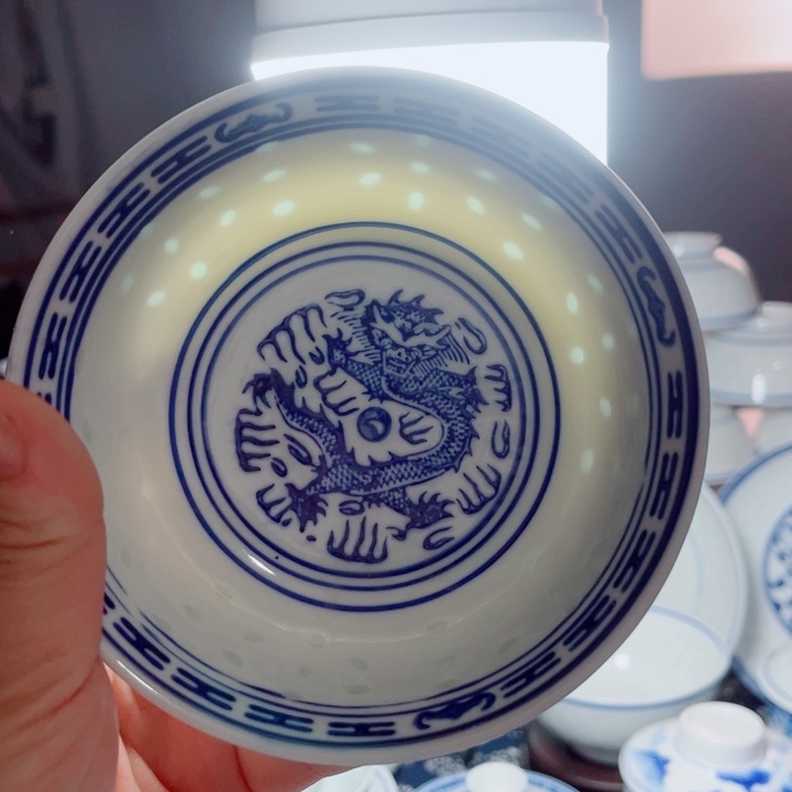 青花玲珑5寸饭碗玲珑