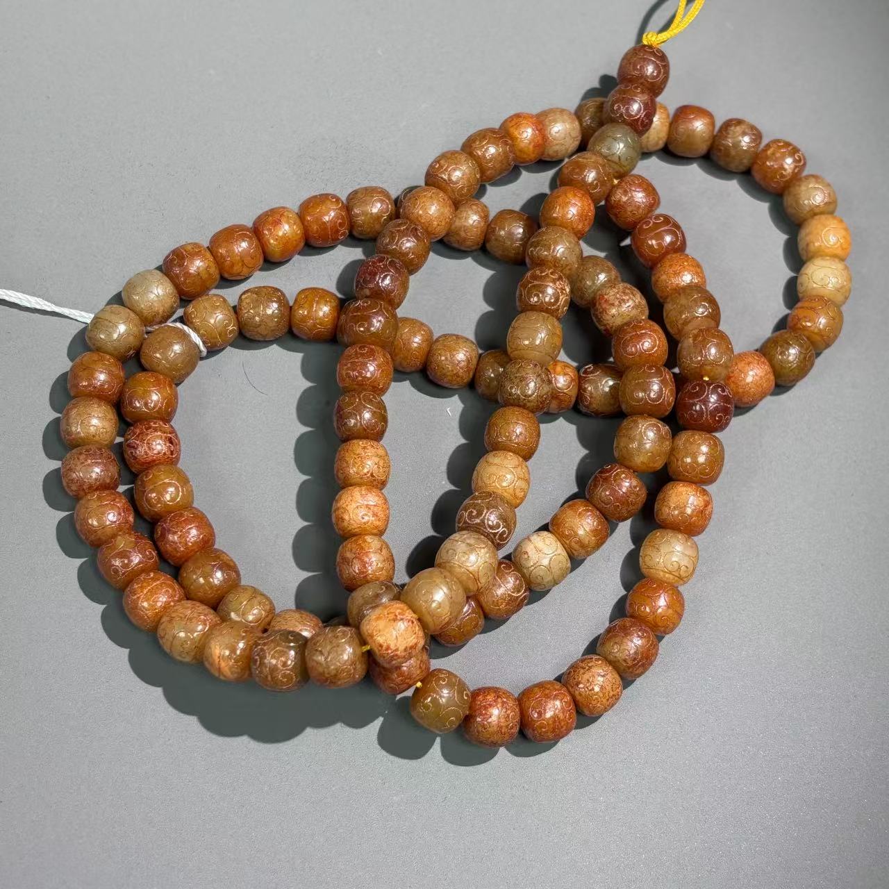 明代和田玉108带刻挂串LM