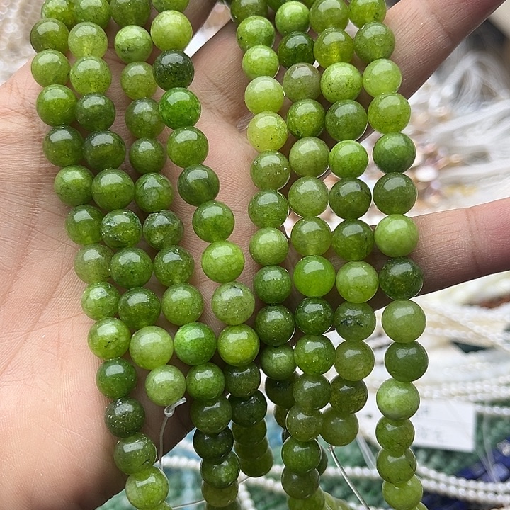 玛瑙/玉髓未镶嵌珠宝半成品2条8mm左右橄榄石