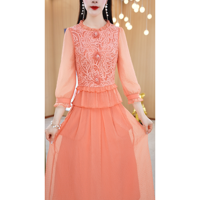 【上下套装】春夏纯色圆领轻奢时尚女装两件套套装裙M-4XL