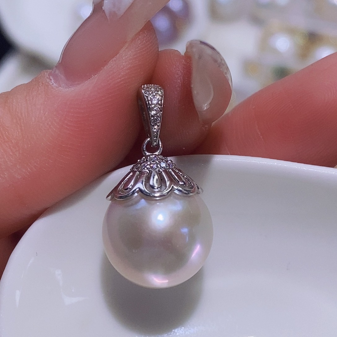 淡水珍珠颈饰银S925镶嵌小*念