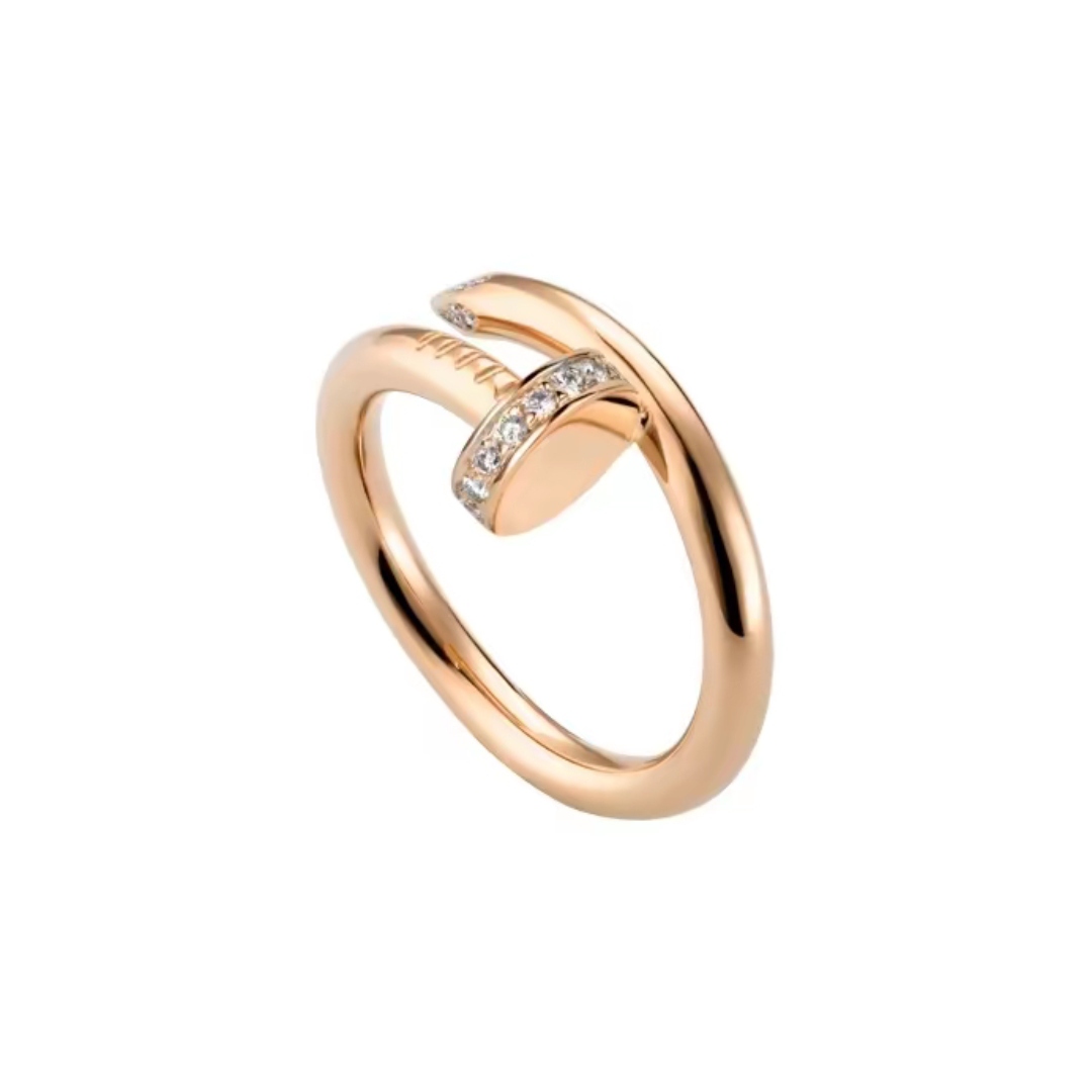 99新 Cartier/卡地亚 宽版2.65mm头尾钻钉子戒指40931