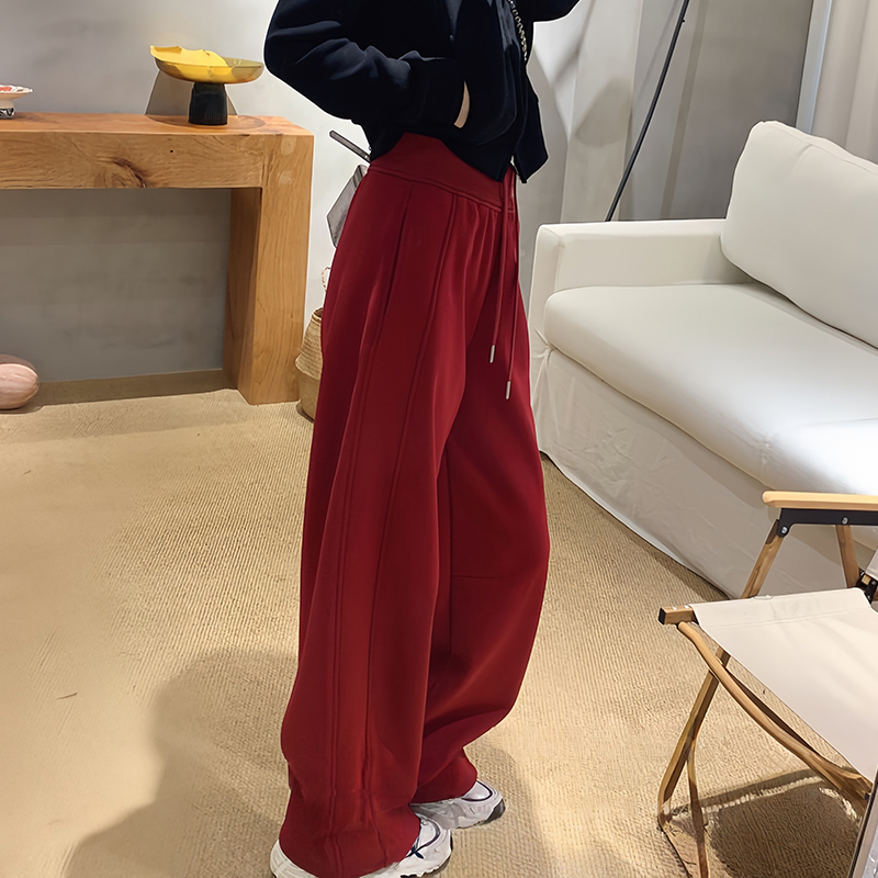 复古优雅百搭纯色显高裤子爆款2025秋冬季新款时髦休闲裤外穿女士