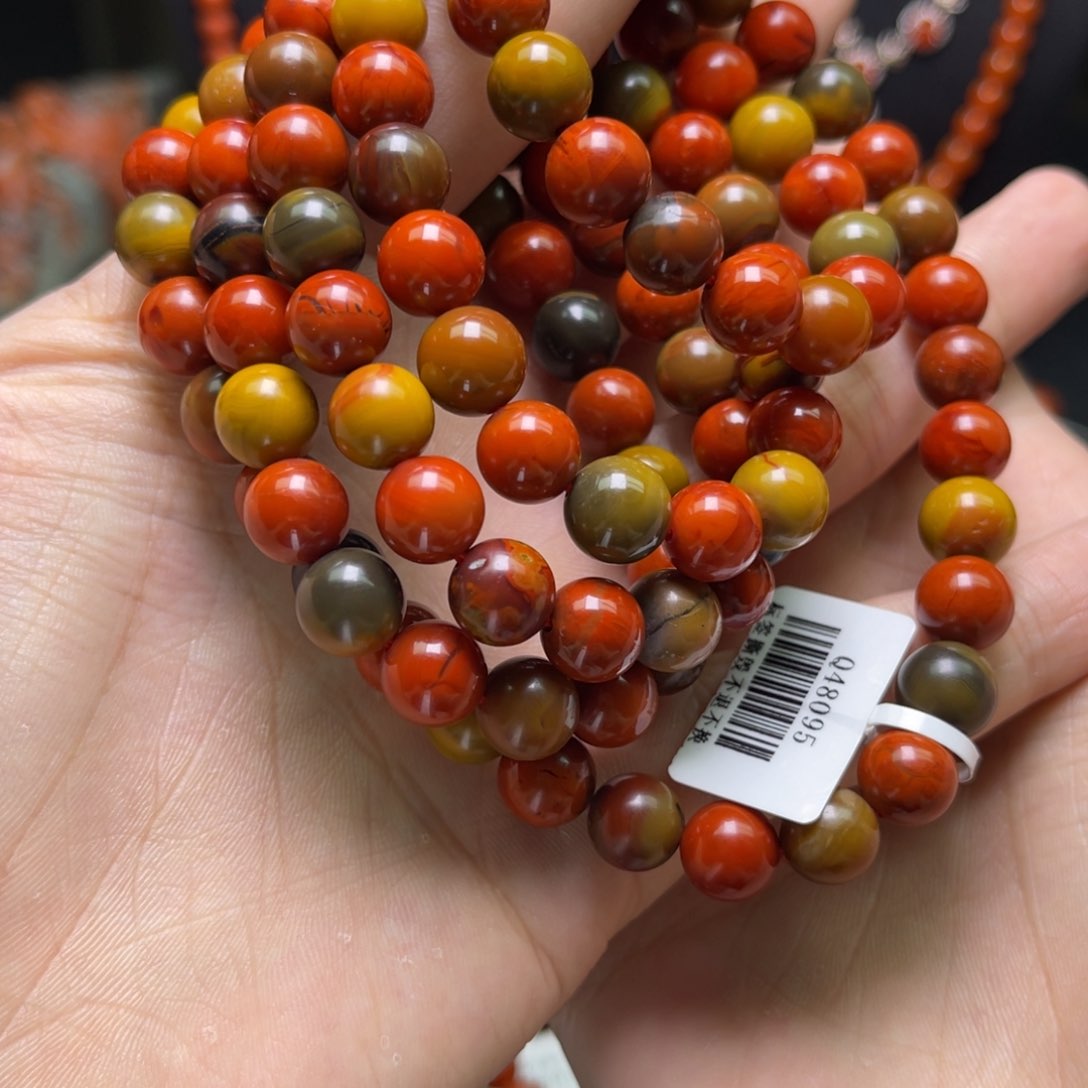 南红玛瑙9mm保山包浆多圈未镶嵌多样性发一件