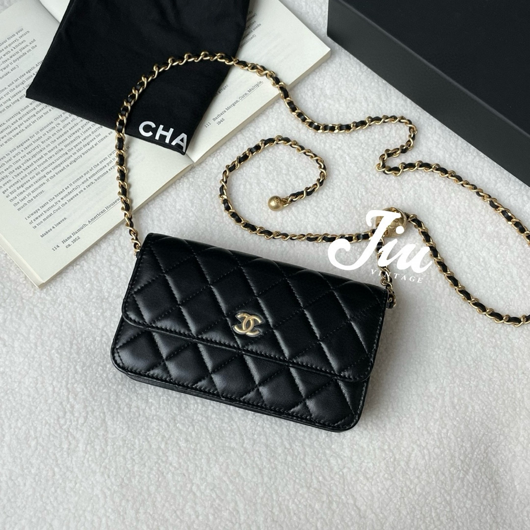 99新 Chanel/香奈儿 黑金金球woc芯片 CG14-0047单肩包