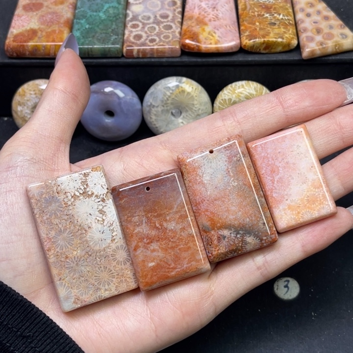 未镶嵌吊坠硅化珊瑚（珊瑚玉）