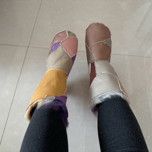 防寒保暖皮毛一体真皮地板袜冷库专用袜进口真羊皮袜子