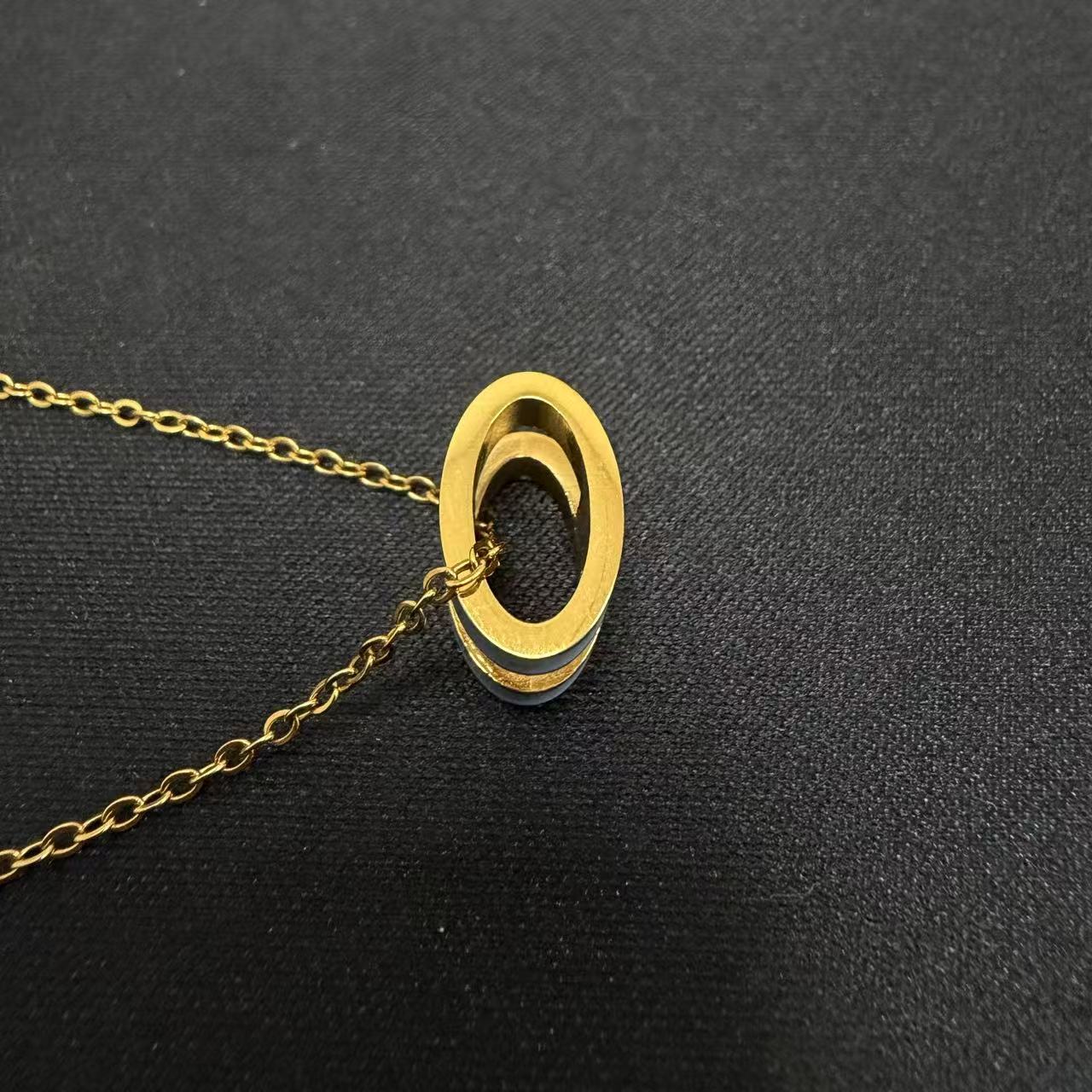 钛钢项链 带细节蓝色h项链328