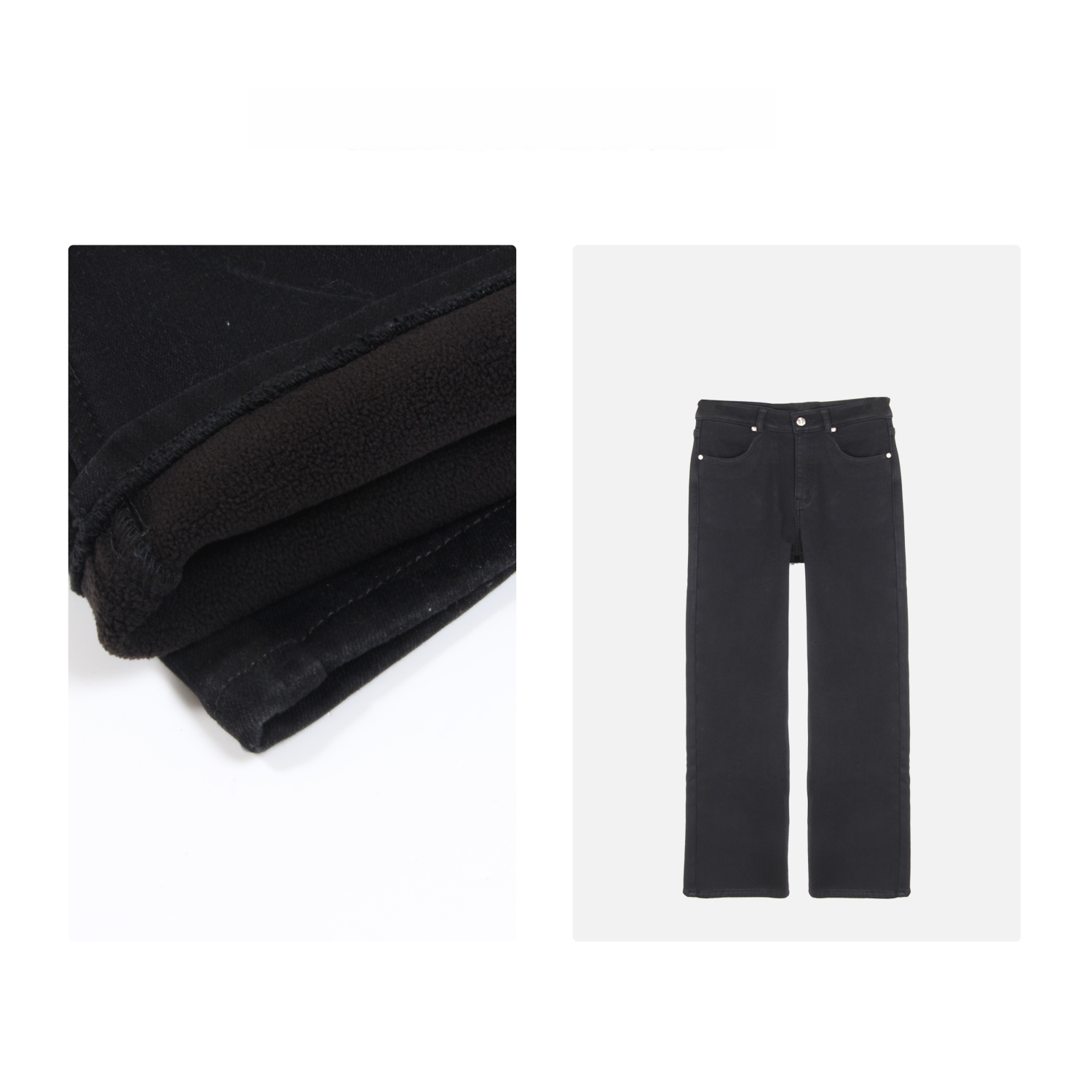 凯特丝蓓661#T复古高腰加绒保暖直筒显瘦直筒烟管牛仔长裤（无标）