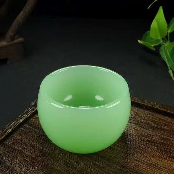 高档青绿色琉璃个人杯浅绿品茗杯防烫主人杯陶瓷茶具qh3533