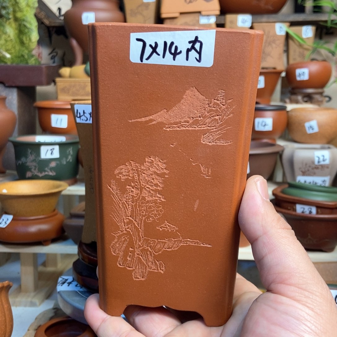 紫砂花盆孙伟，内口经尺寸