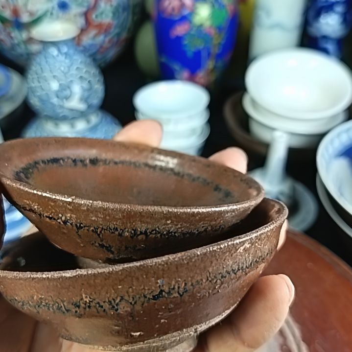 用***3杯全手工制作的瓷器