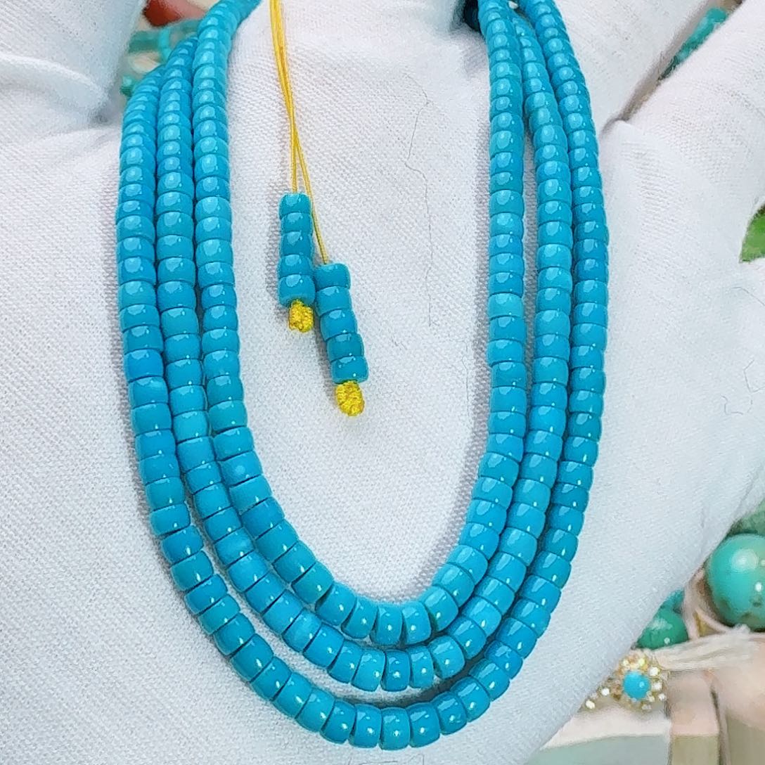 绿松石未镶嵌珠宝奇石玉华蓝隔片多圈