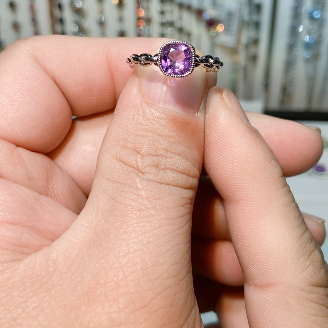 绿水晶戒指银S925镶嵌