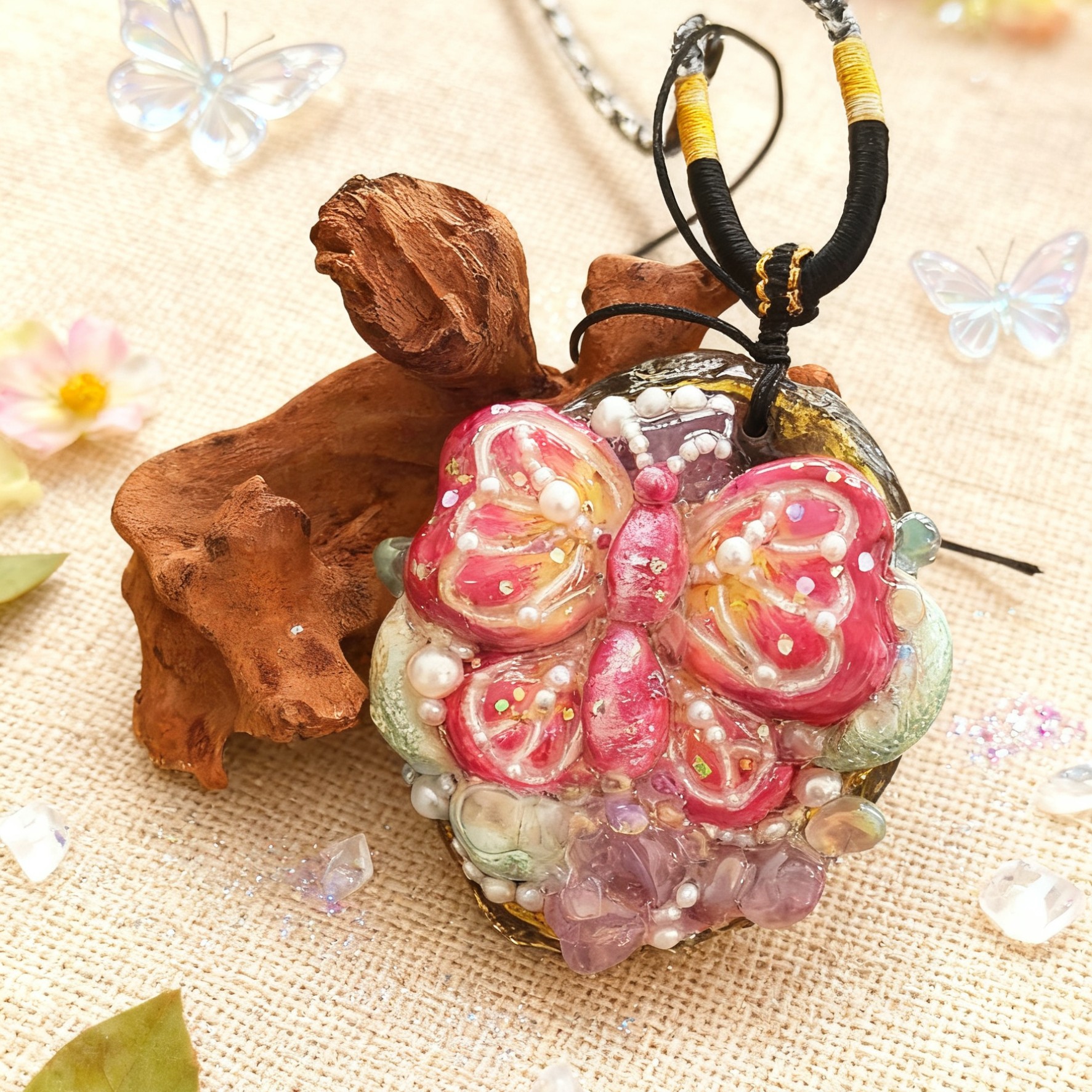 非金属布艺项链 花儿新品“蝶魅儿”纯手工手作项链 限量100个