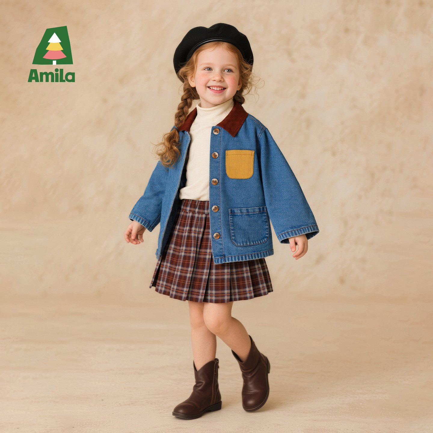 啊咪啦amila2025年新款女童衬衫XQ5CS321