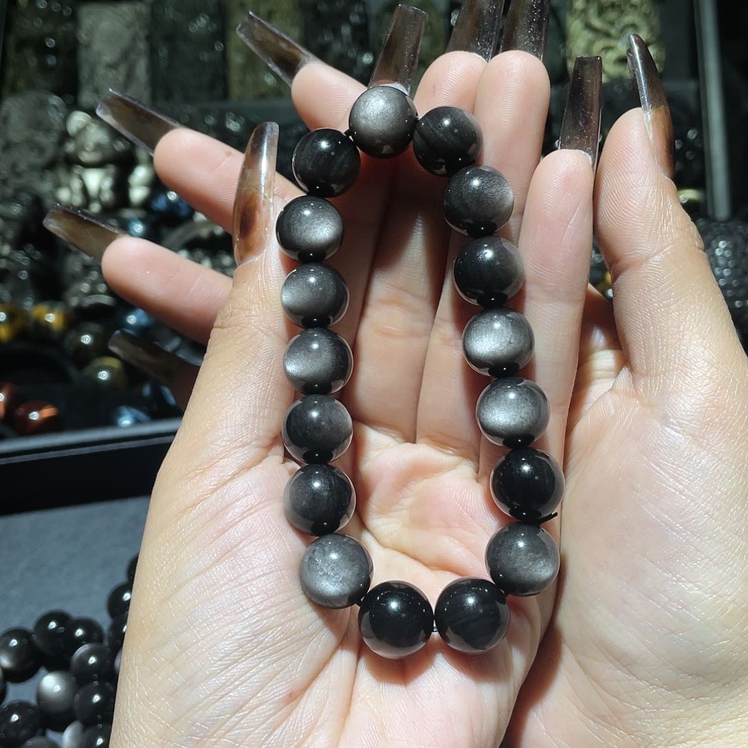 黑曜岩手链未镶嵌娃*哈