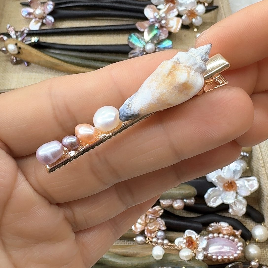 银S925镶嵌淡水珍珠发饰