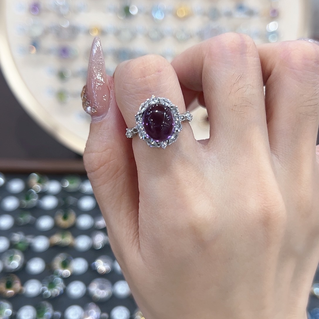 蛇纹石玉戒指银S925镶嵌