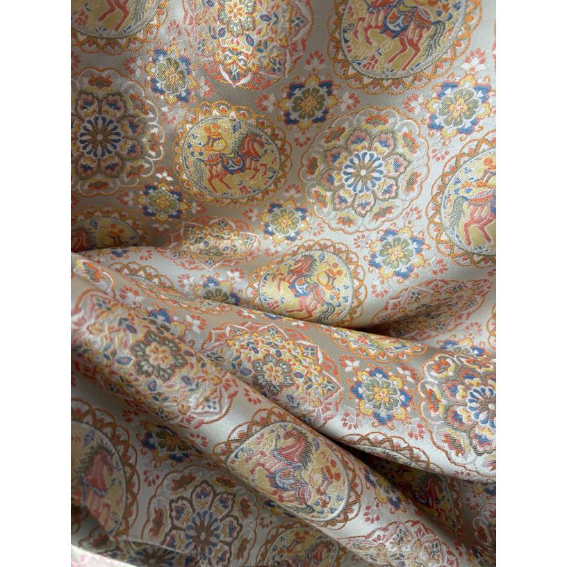 马上有钱黄色宋锦新中式国风服装面料