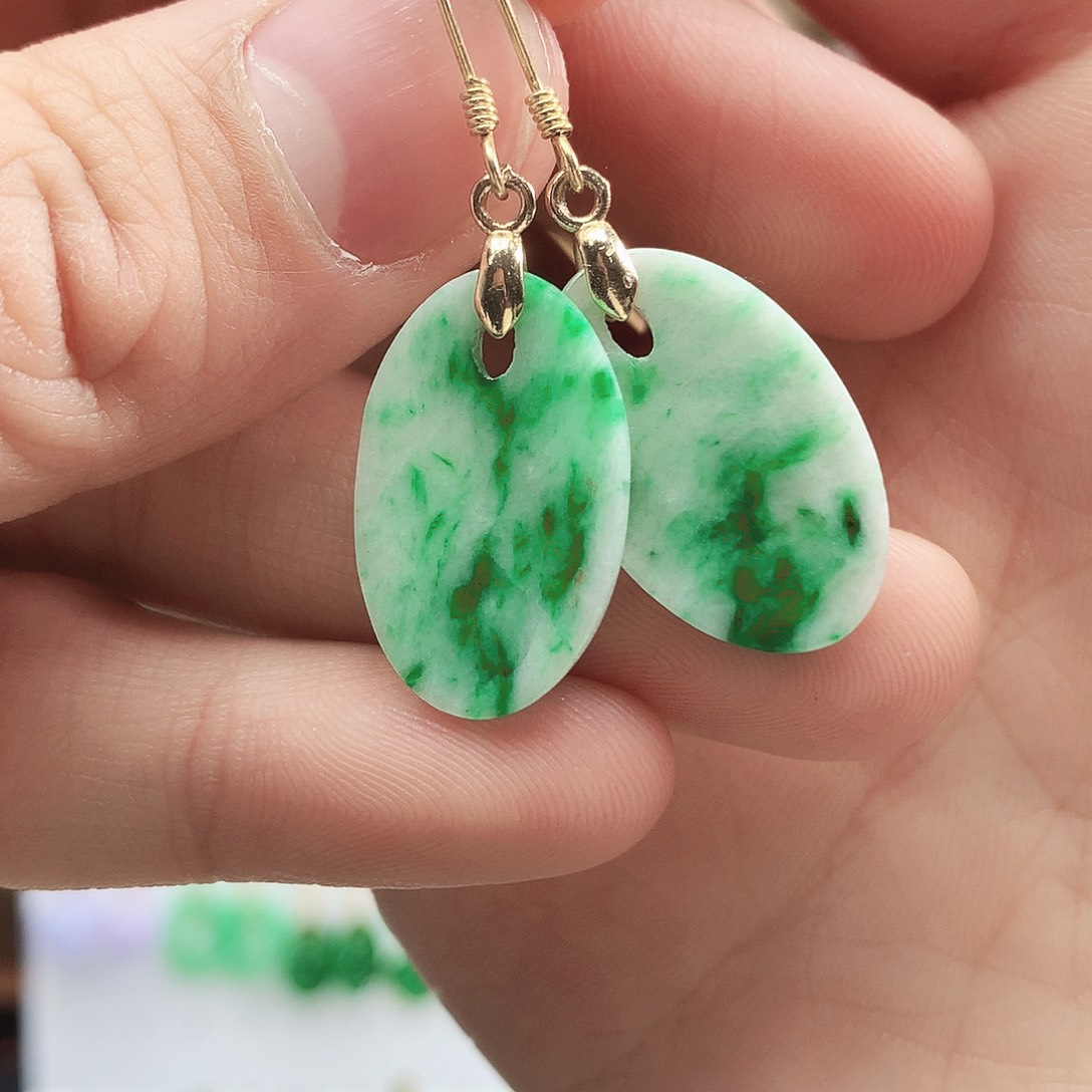 翡翠耳饰银S925镶嵌耳饰