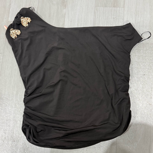 性感辣妹蝴蝶斜肩大码短袖上衣