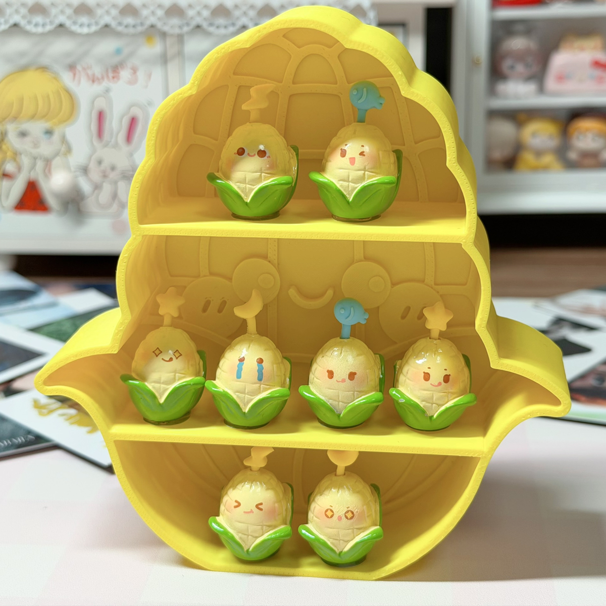 甜玉米萌粒小娃展示架桌面摆件3D打印Pla材质环保材质