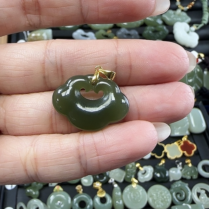 和田玉吊坠(不含链)银S925镶嵌