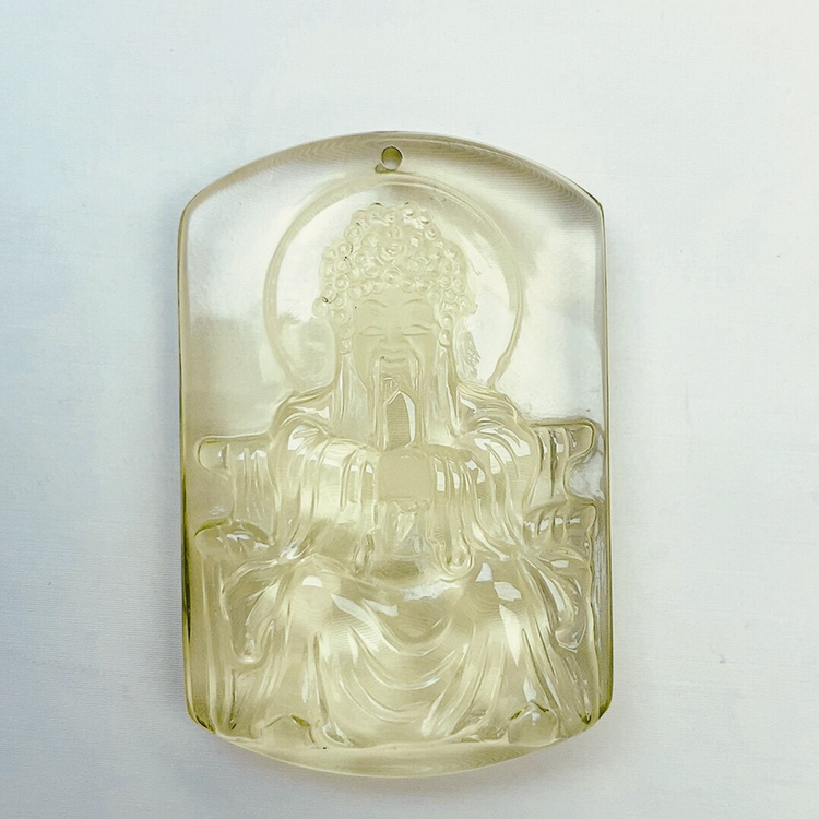 天然黄水晶财神爷吊坠